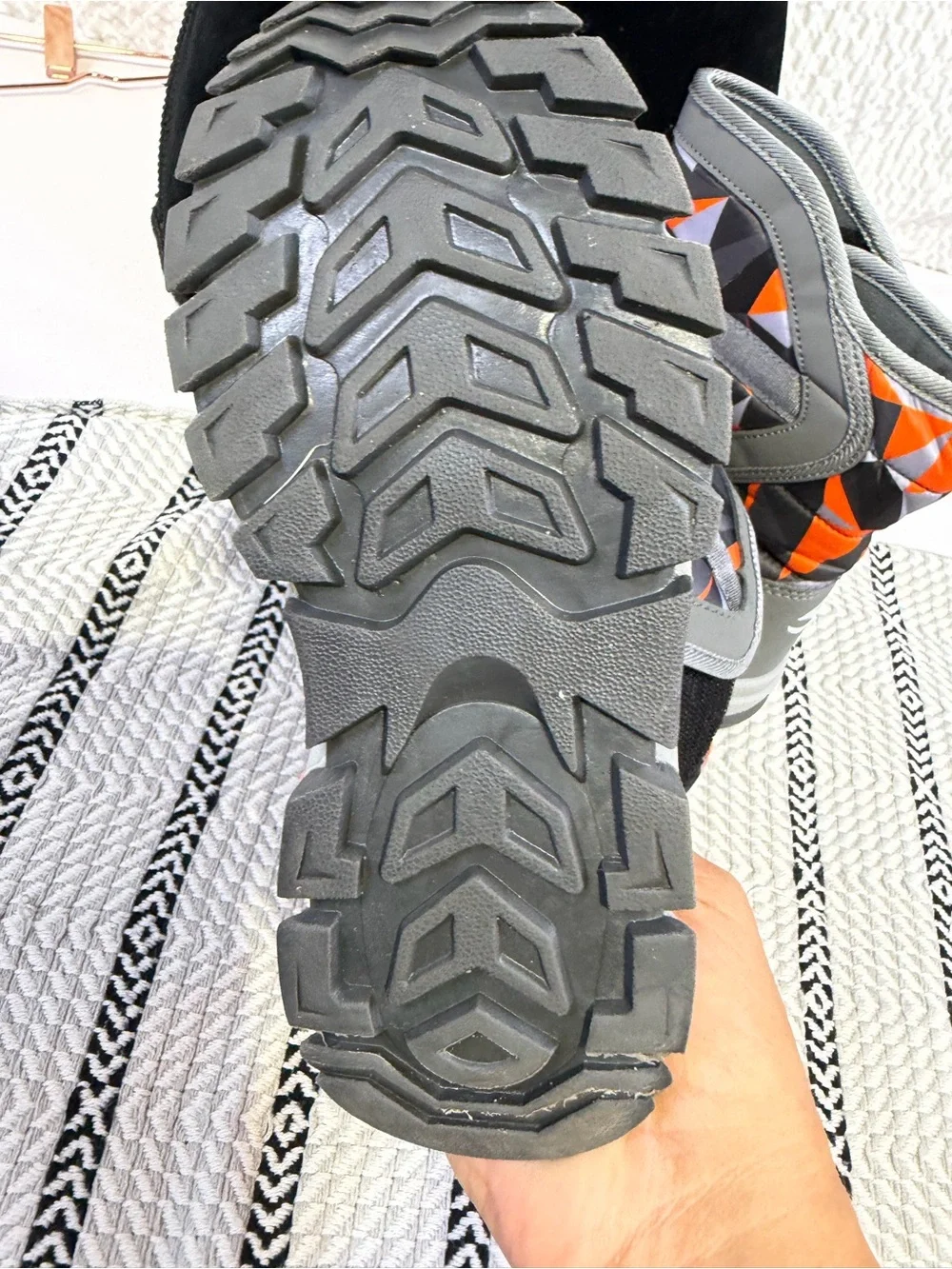Hobibear Kids Gray & Orange Geometric Winter Boots
